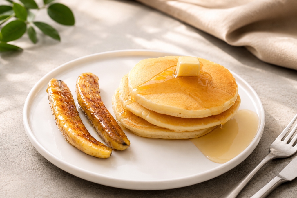 Fluffy Pancakes with Banana and Honey